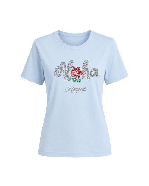 Carica immagine 1 in visualizzazione galleria. T-shirt Regular Strass Aloha