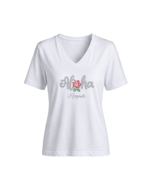 Carica immagine 1 in visualizzazione galleria. T-shirt Regular Strass Aloha