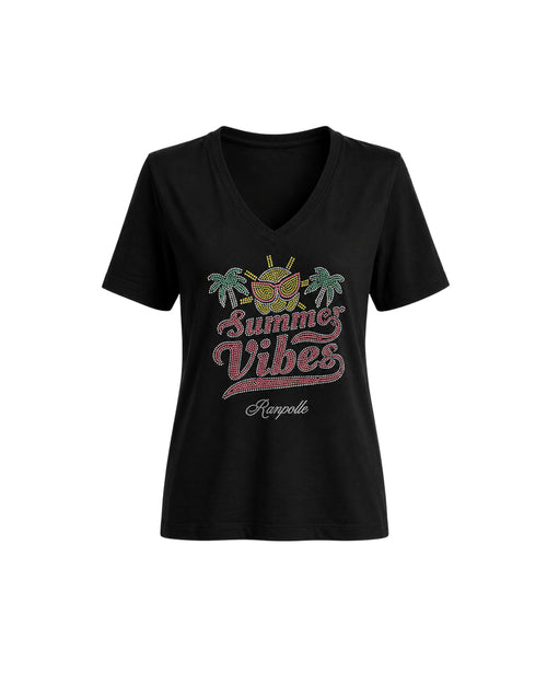 Carica immagine 1 in visualizzazione galleria. T-shirt Curvy Strass Summervibes