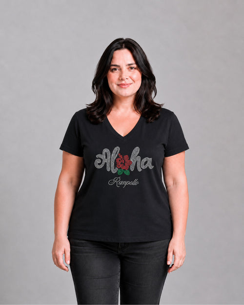 Carica immagine 1 in visualizzazione galleria. T-shirt Curvy Strass Aloha