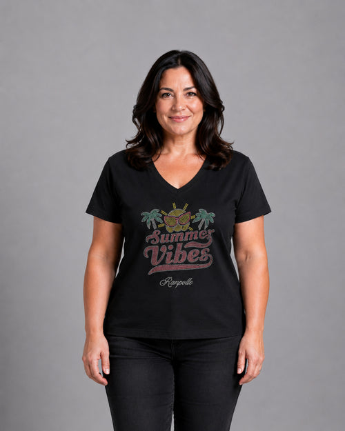 Carica immagine 1 in visualizzazione galleria. T-shirt Curvy Strass Summervibes