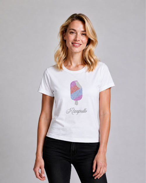 Carica immagine 1 in visualizzazione galleria. T-shirt Regular Strass Icecream
