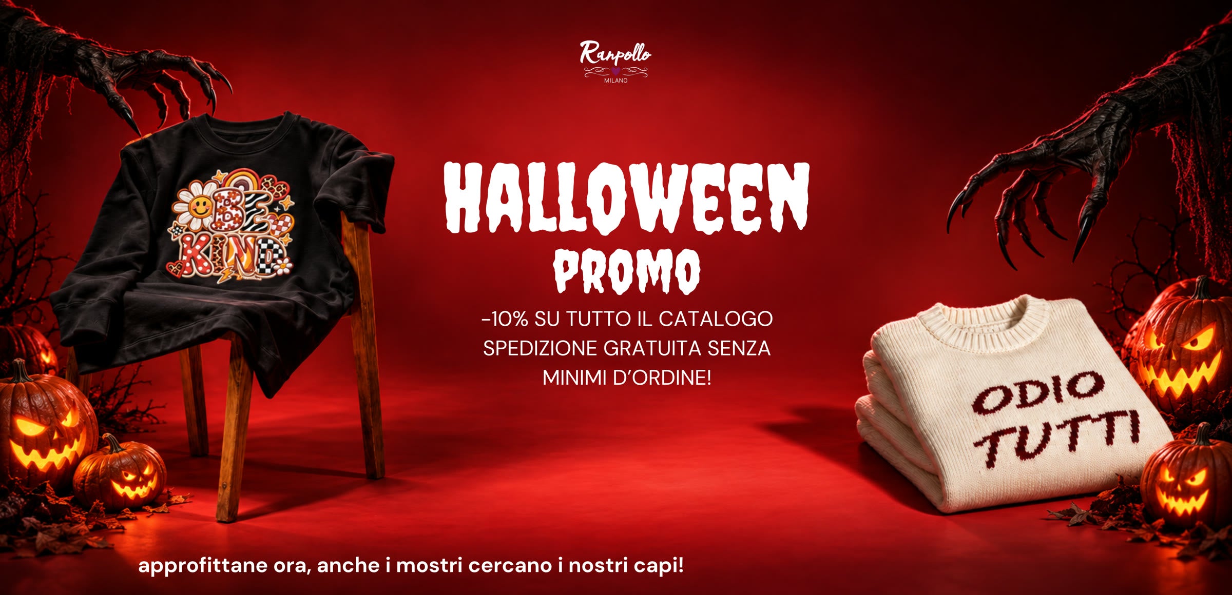 Halloween Promo Ranpollo: -10% su tutto il catalogo e spedizione gratuita senza minimi d'ordine